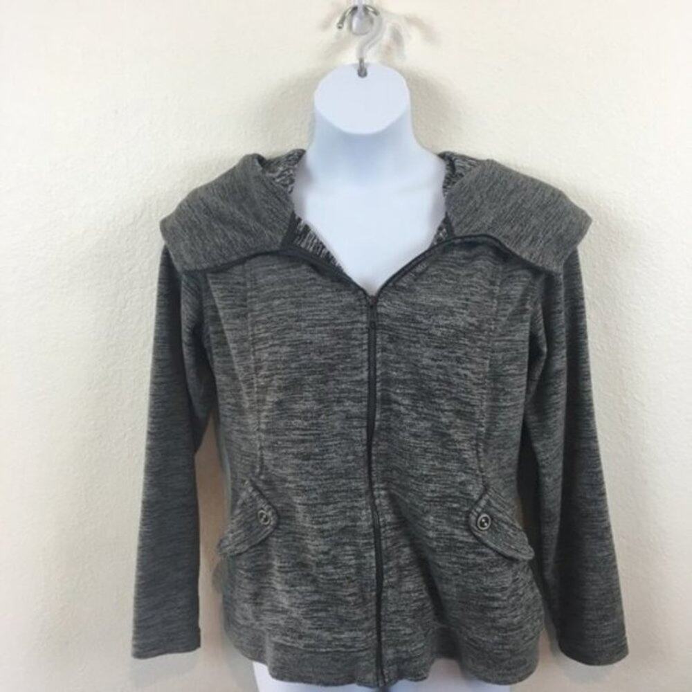 Merrell Hoodie Jacket Women's Gray Heathered Fleece Soft Full Zip Size Large